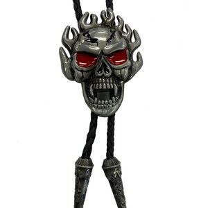 Top Notch Accessories Flaming Skull Bolo Tie